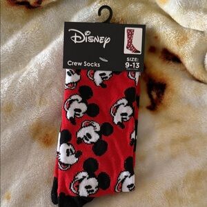 Disney Red Mickey Mouse Pattern Crew Socks